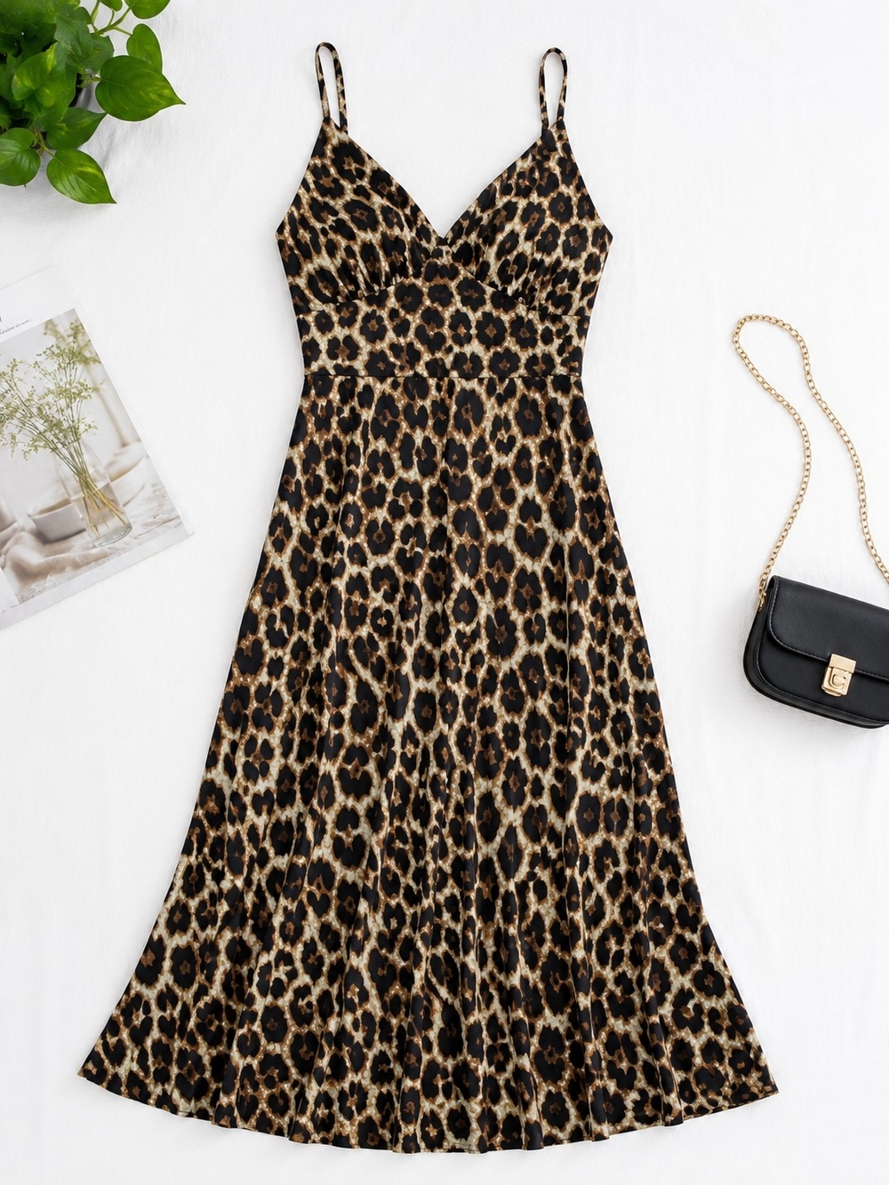 Leopard Print Slip Dress with Spaghetti Straps